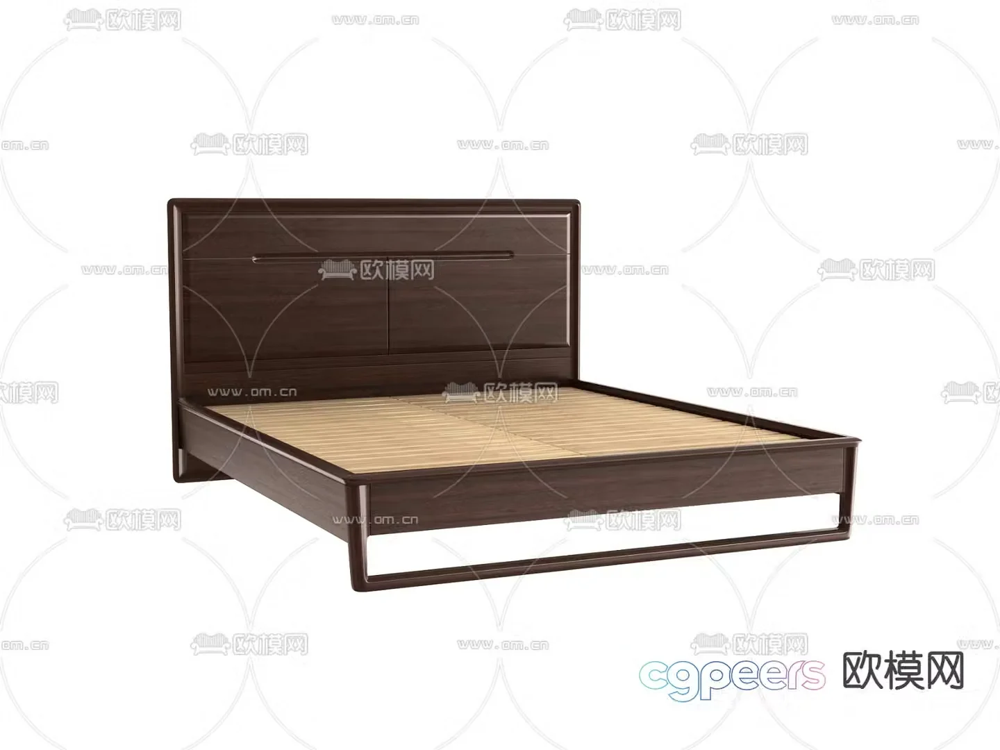 New Chinese double bed bed board 3d model