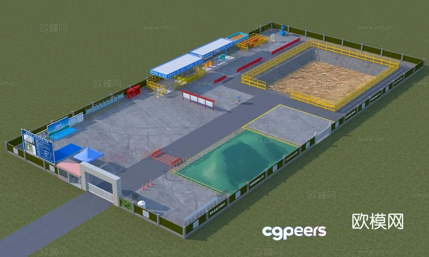 Modern municipal construction site 3D model