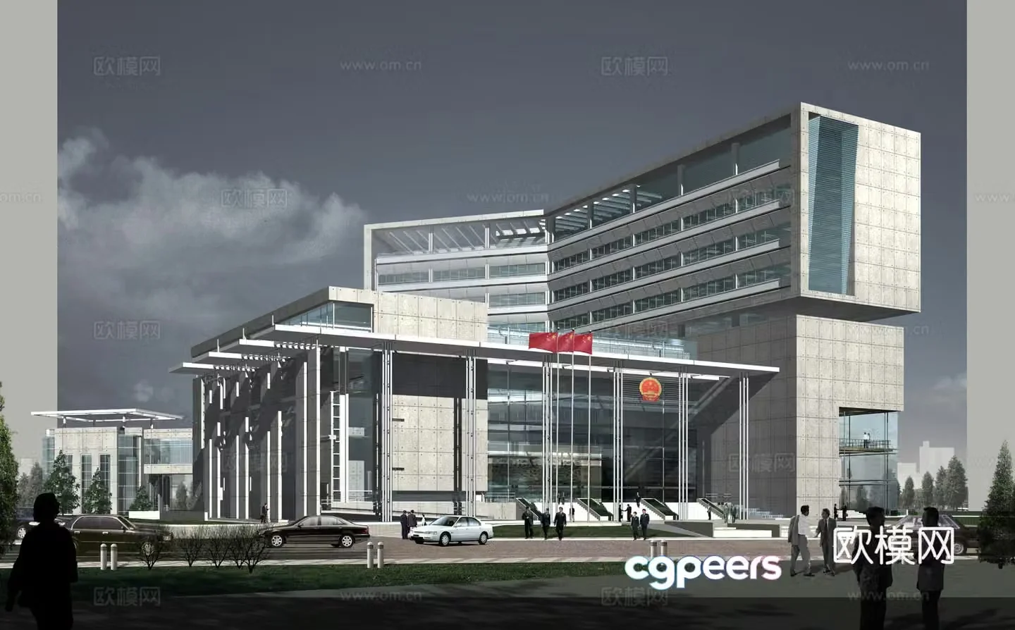 Multi -storey public building modern government building 3D model