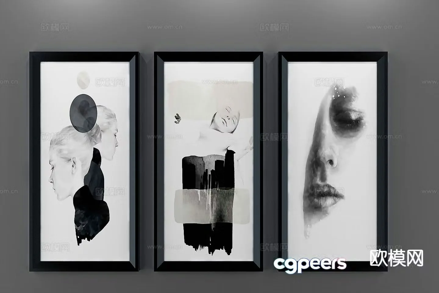 Modern abstract painting decoration hanging painting 3d model