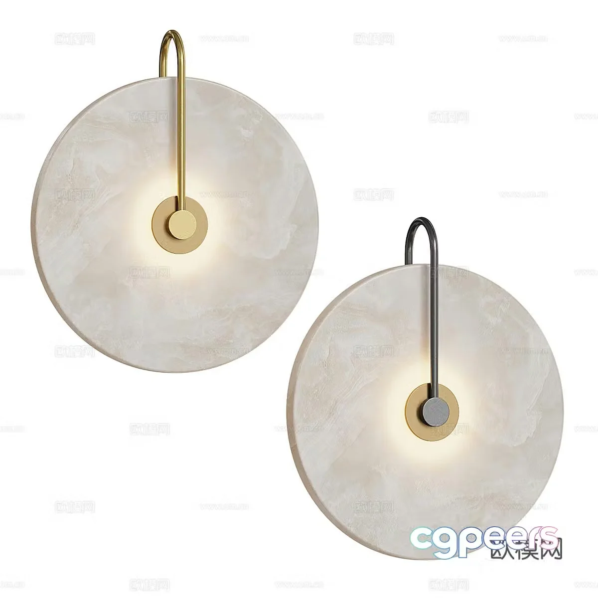 New Chinese style light luxury frosted white marble LED wall light 3d model