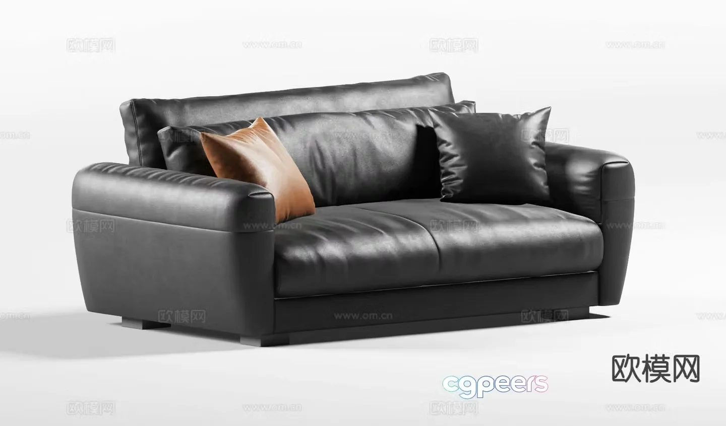 Italian double sofa leather sofa 3d model