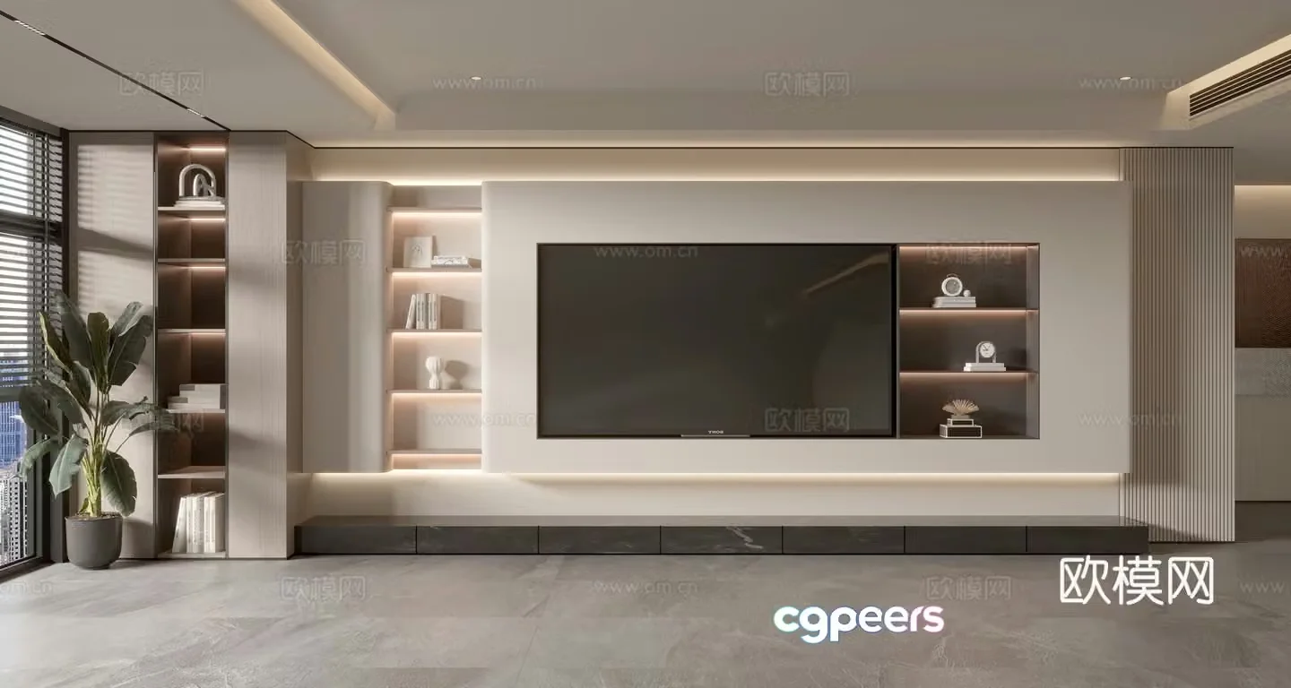 Modern TV background wall 3d model