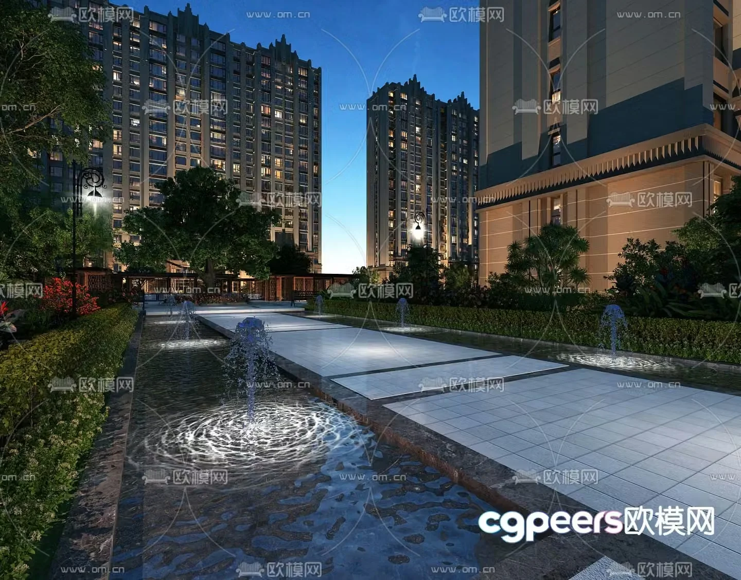 3D model of the inner courtyard landscape of the community