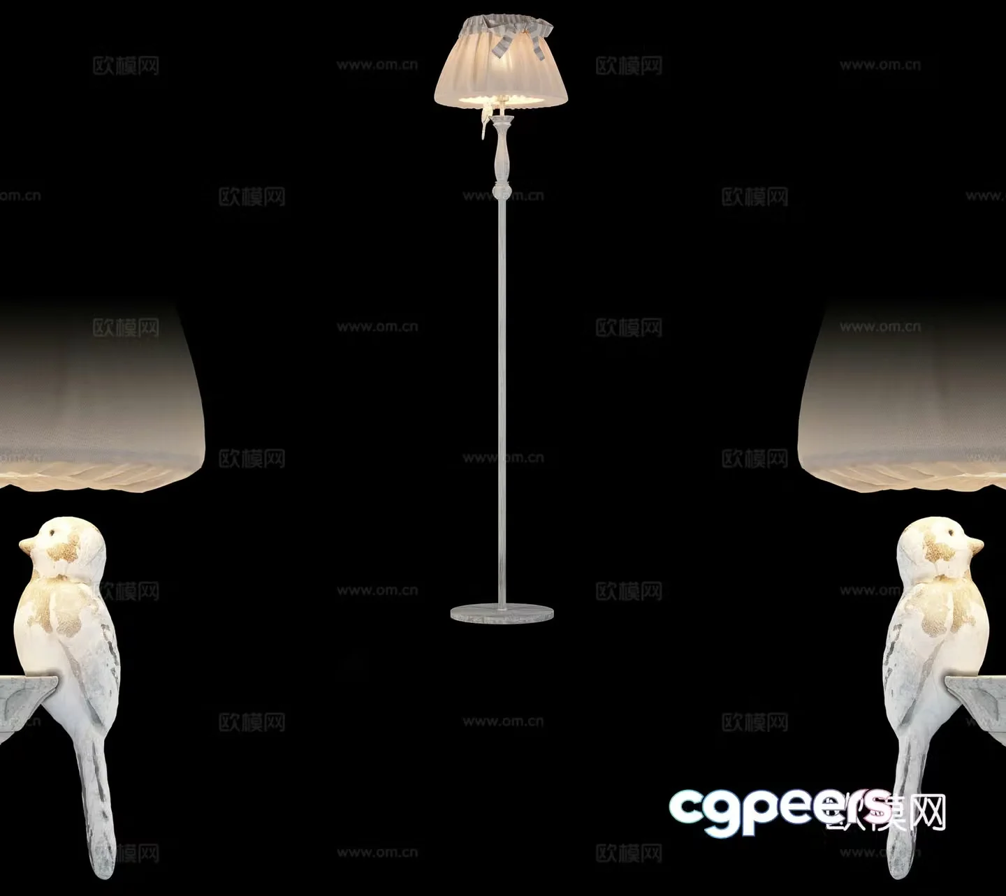 Modern floor lamp bird decoration 3d model