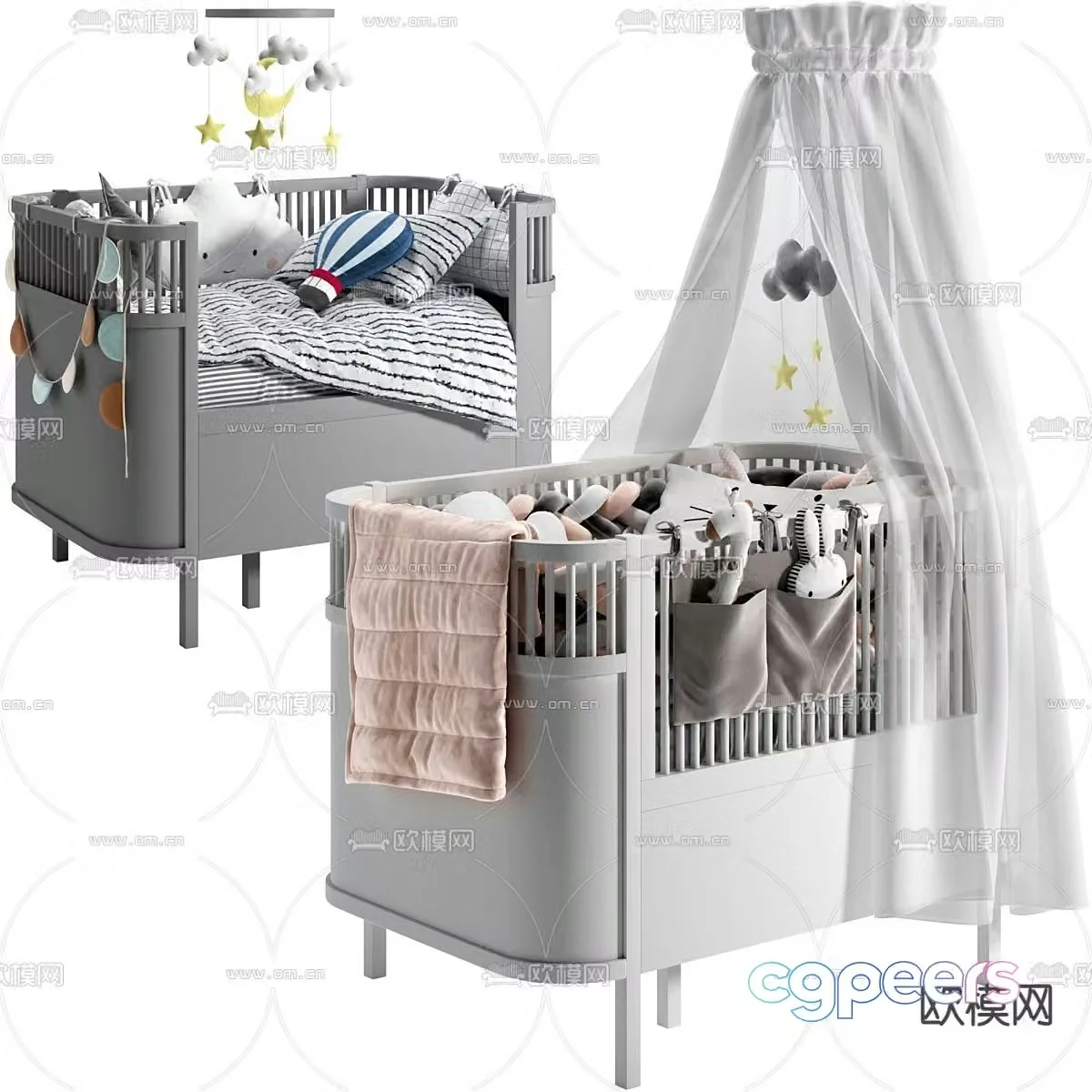 crib baby bed baby crib cradle 3d model