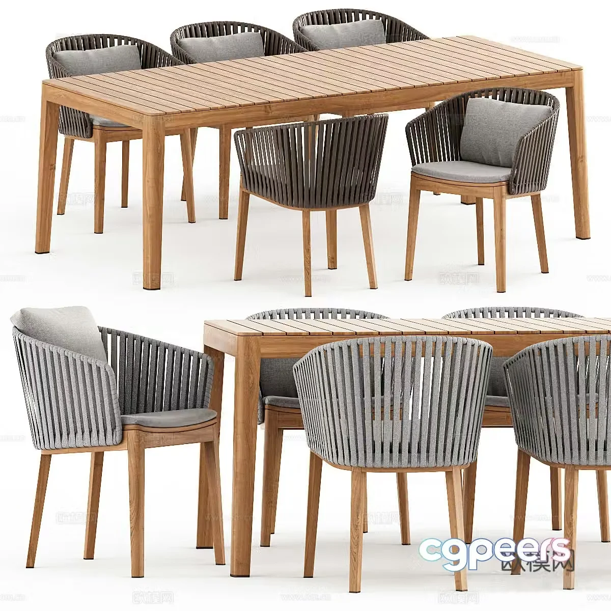 Modern outdoor dining table and chair 3d model
