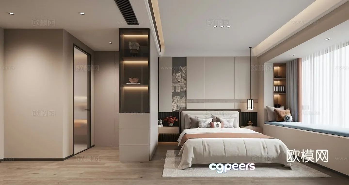 New Chinese bedroom 3D model