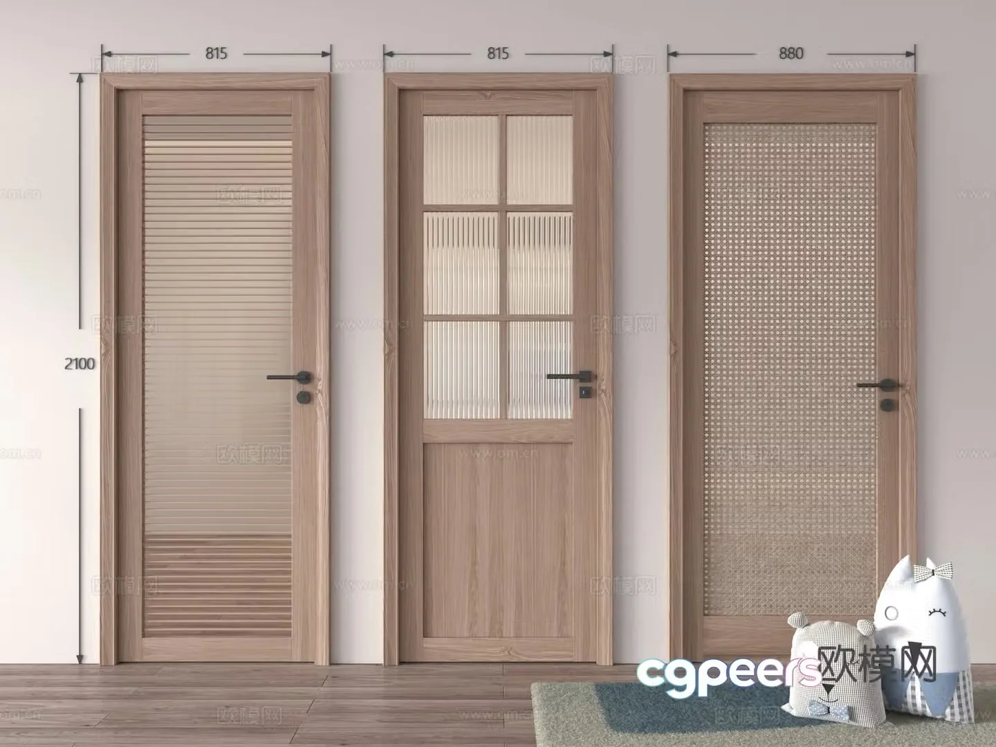 New Chinese style single-open door Japanese style single-open door wooden door single-open door glass door bedroom door kitchen and bathroom 3D model