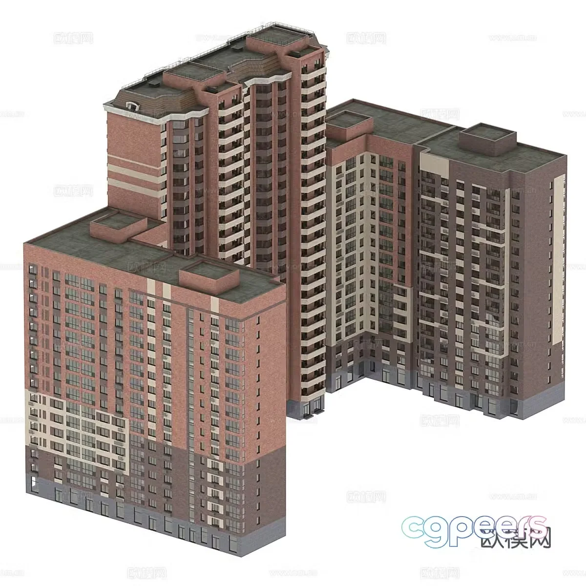 Apartment residential building 3d model