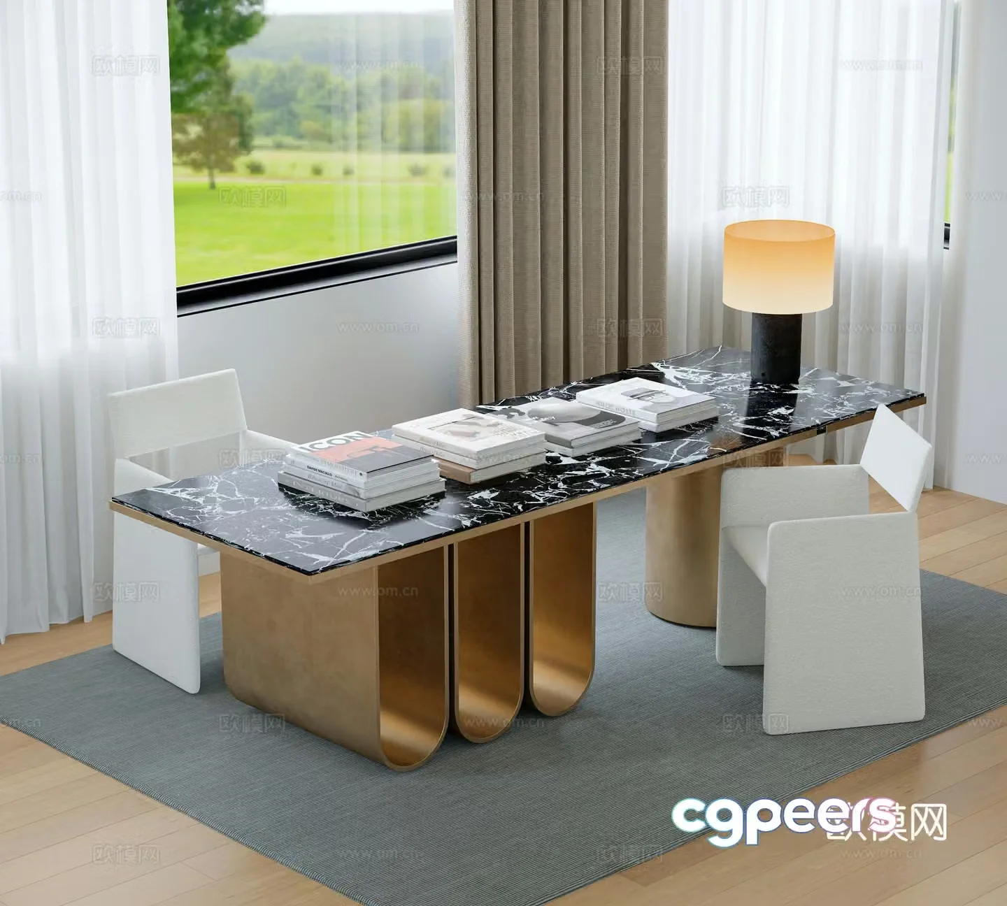 Modern desk and chair 3d model