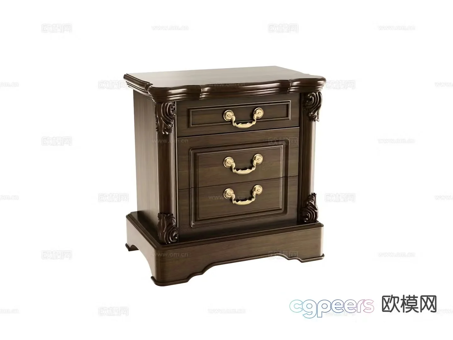 Simple European bedside table 3d model