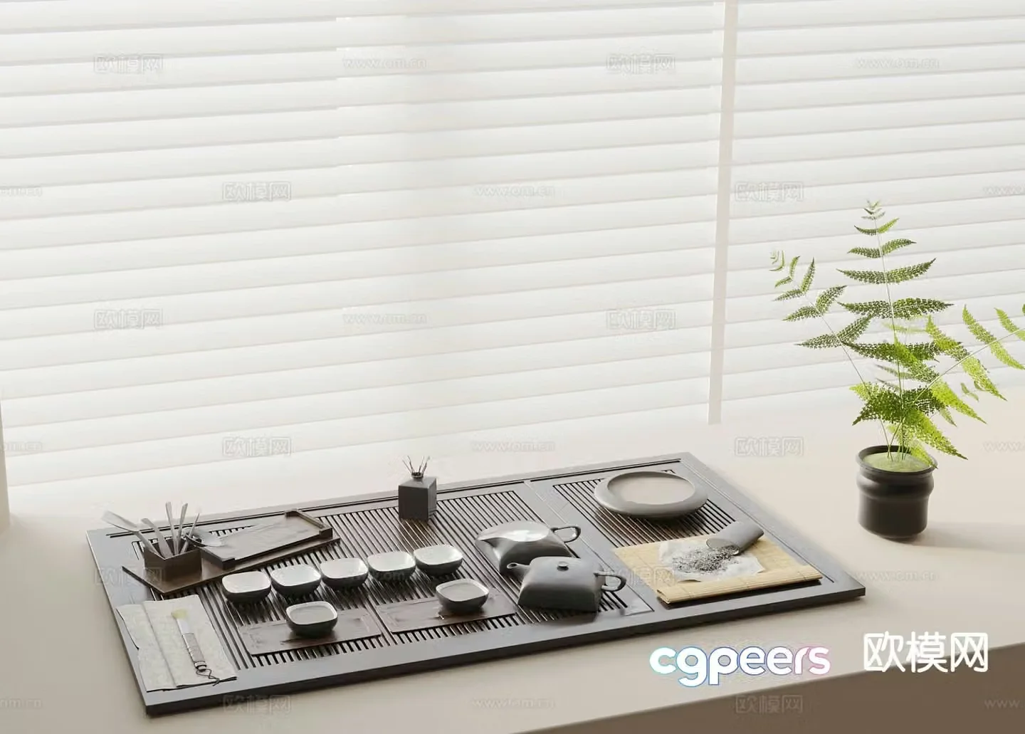 New Chinese tea set tea tray teapot 3d model