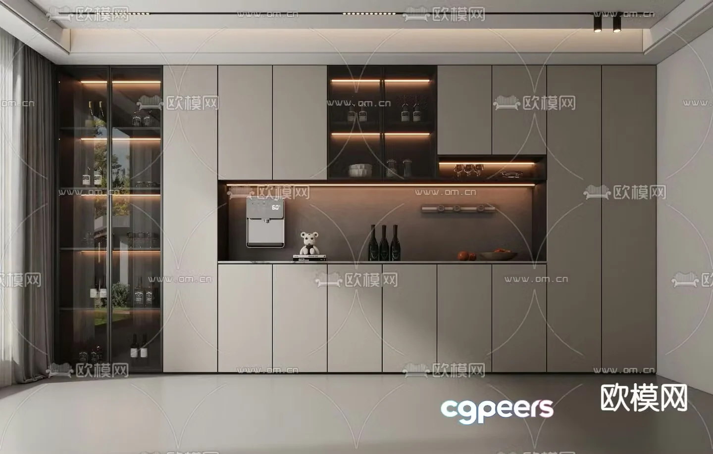 Modern wine cabinet glass cabinet 3d model