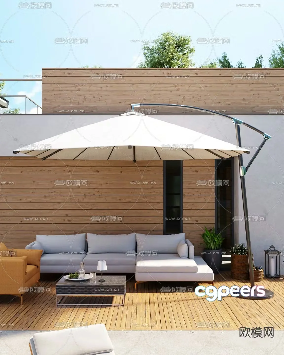 Outdoor sofa parasol 3d model