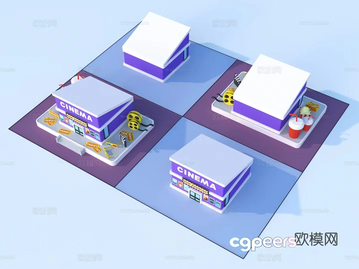 Cartoon toys architectural sketch 3d model