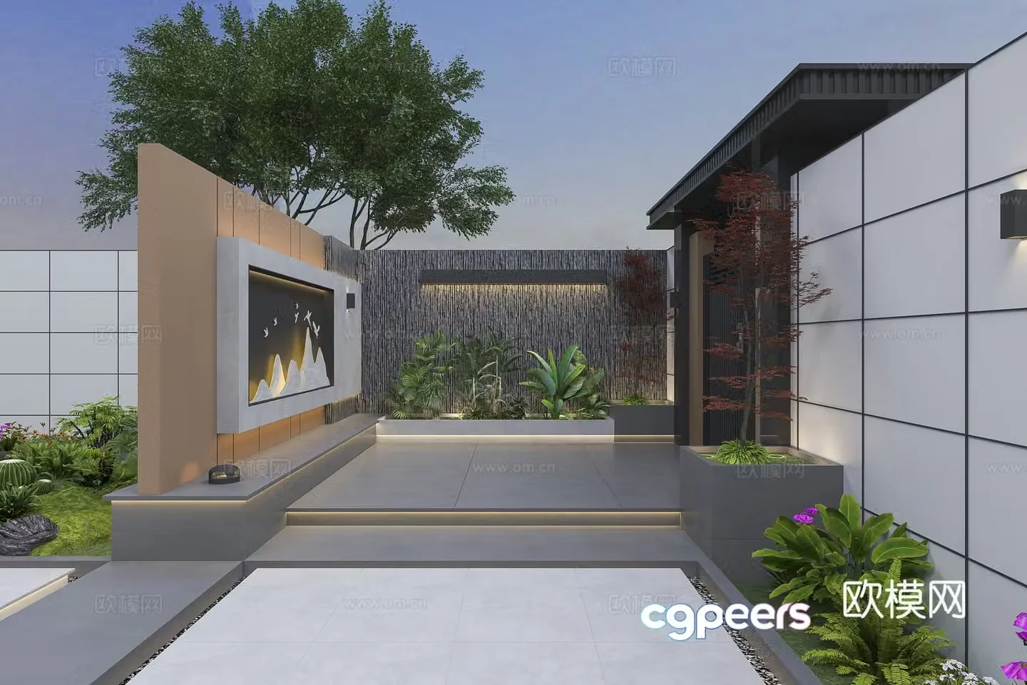 Outdoor garden courtyard 3d model