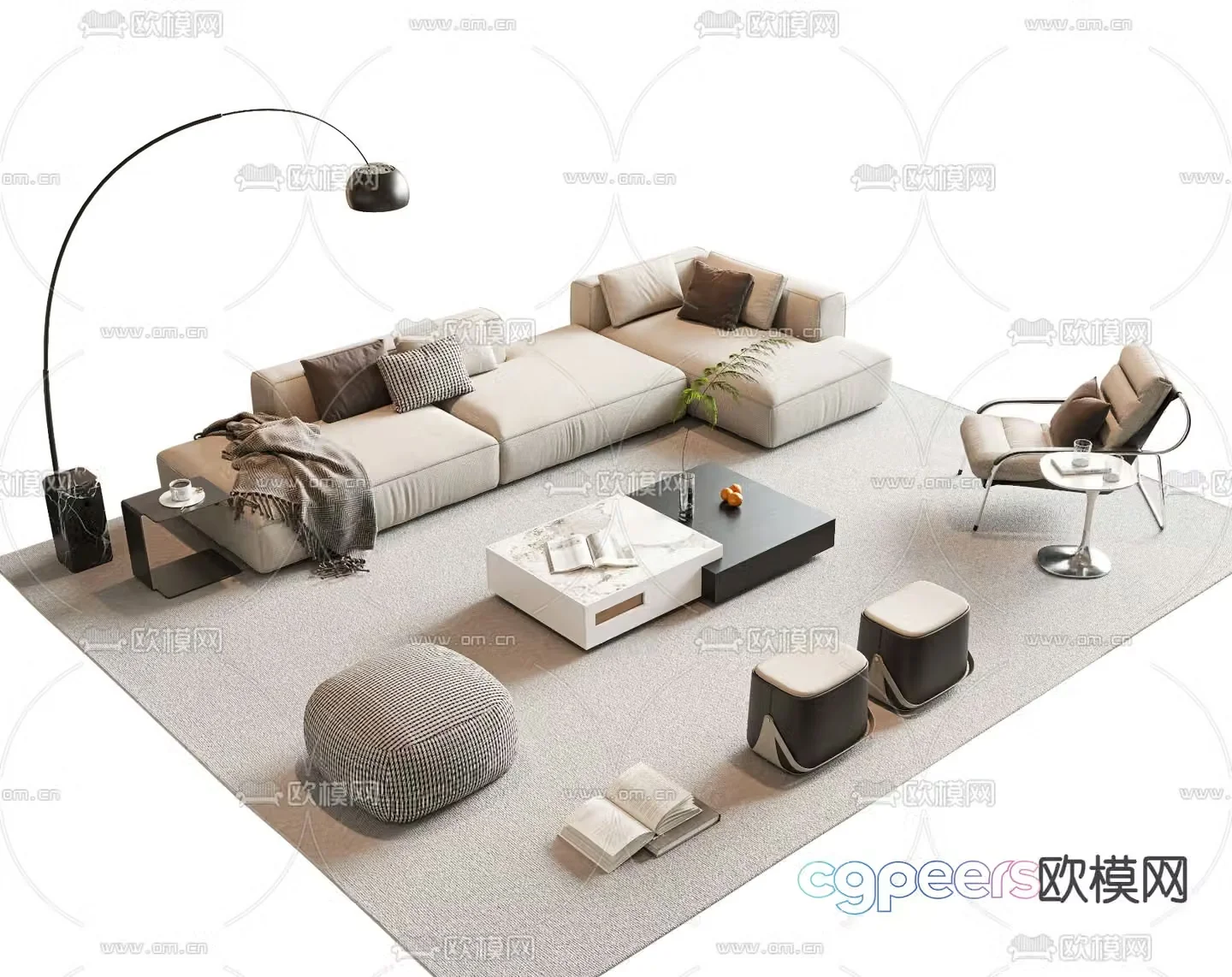 Modern modular sofa corner sofa 3d model