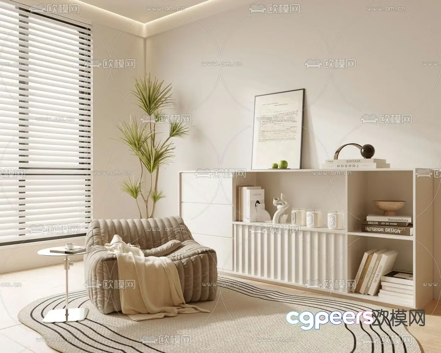 Cream style sofa leisure sofa 3d model