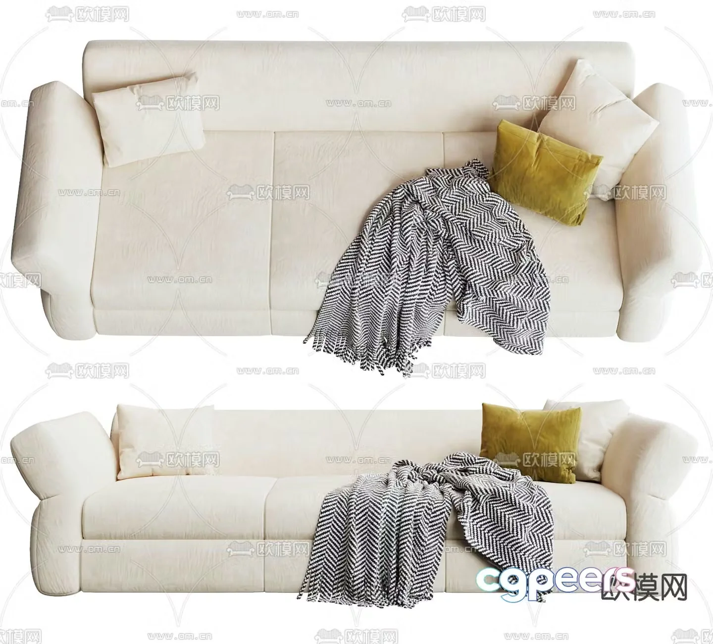 Modern three-seat sofa 3d model