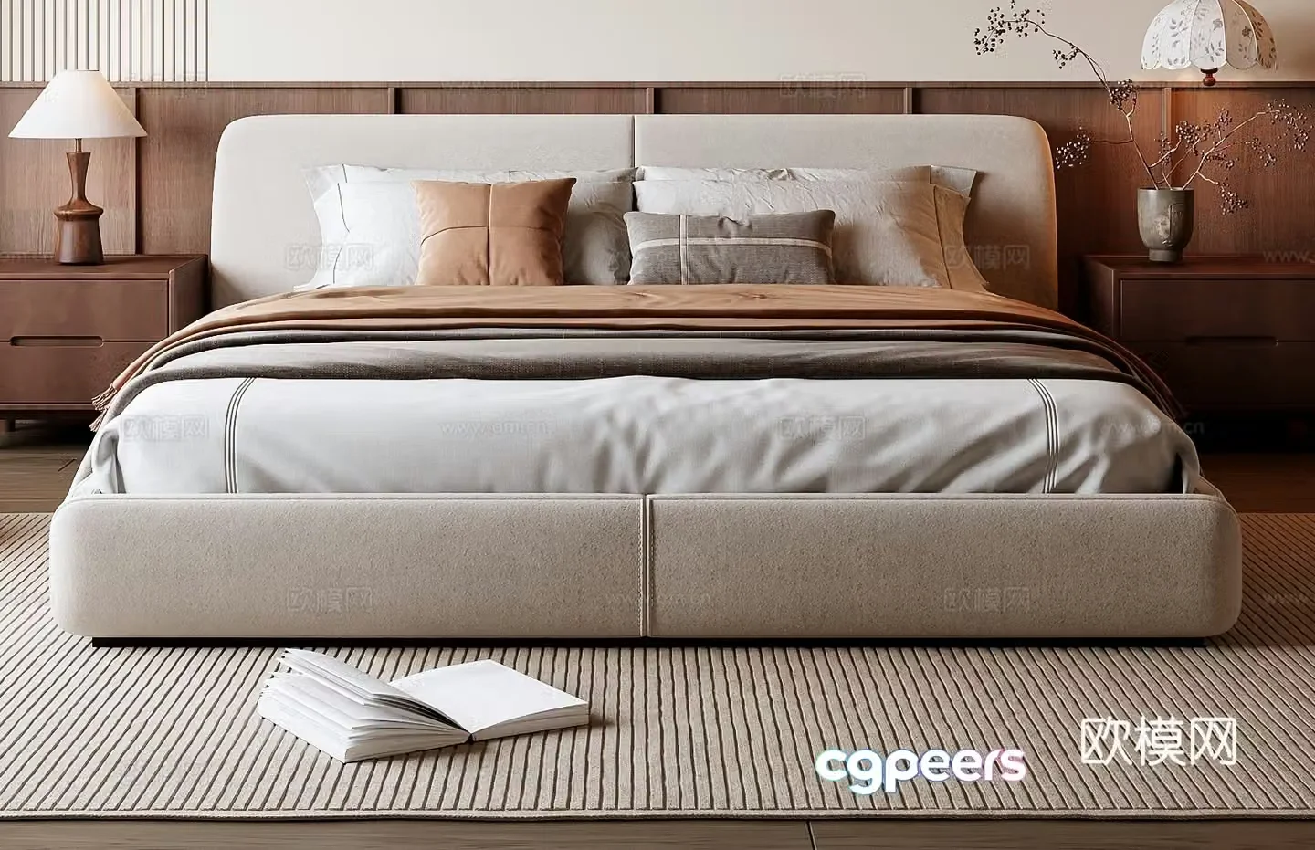Medieval style double bed 3d model