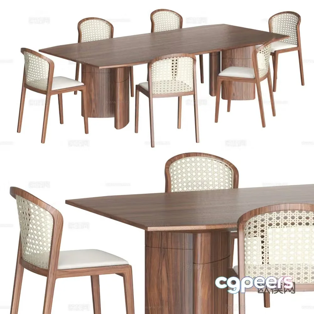 New Chinese dining table and chairs Dining table and chair combination 3D model