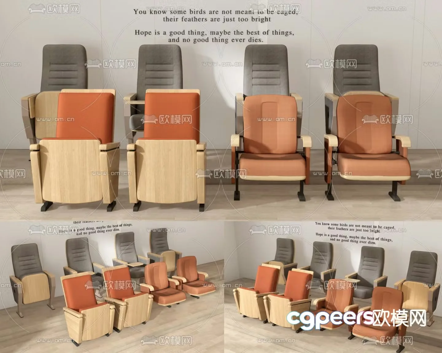 Public chairs theater chairs lecture hall chairs 3d model