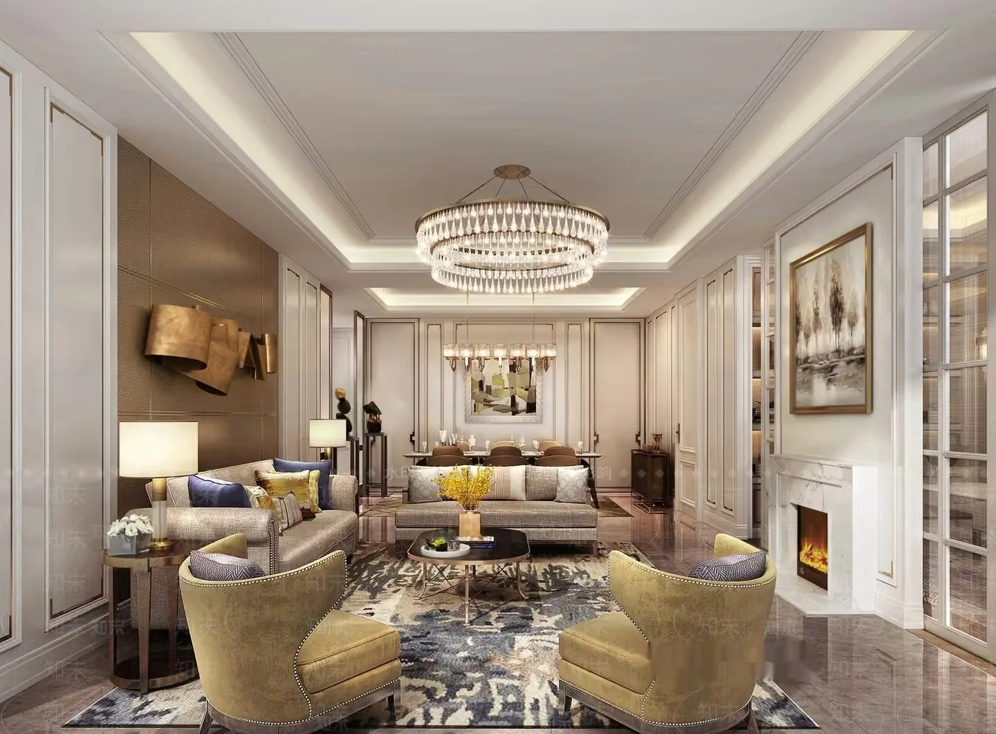 Modern Living Room 3D Model – 5782 – VRAY Render
