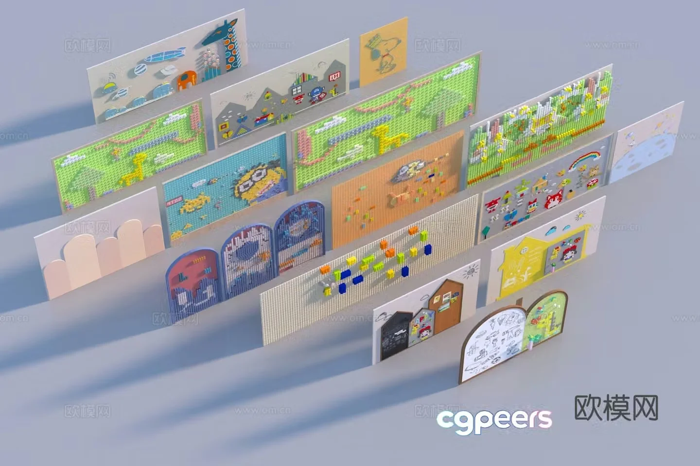 Modern children’s background wall 3d model