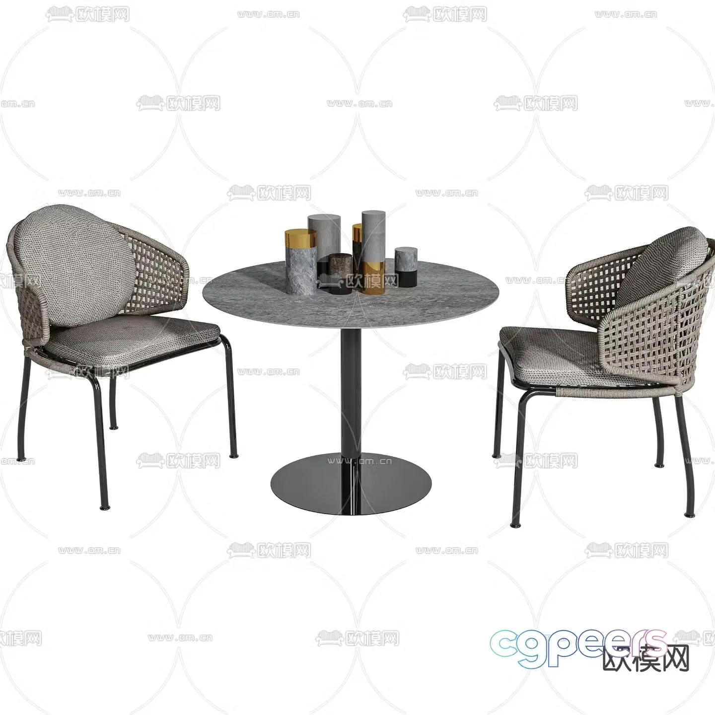 Rattan outdoor chair balcony chair leisure chair 3d model