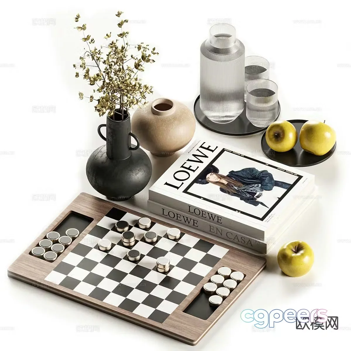 Ornaments furnishings decorations chessboard 3d model