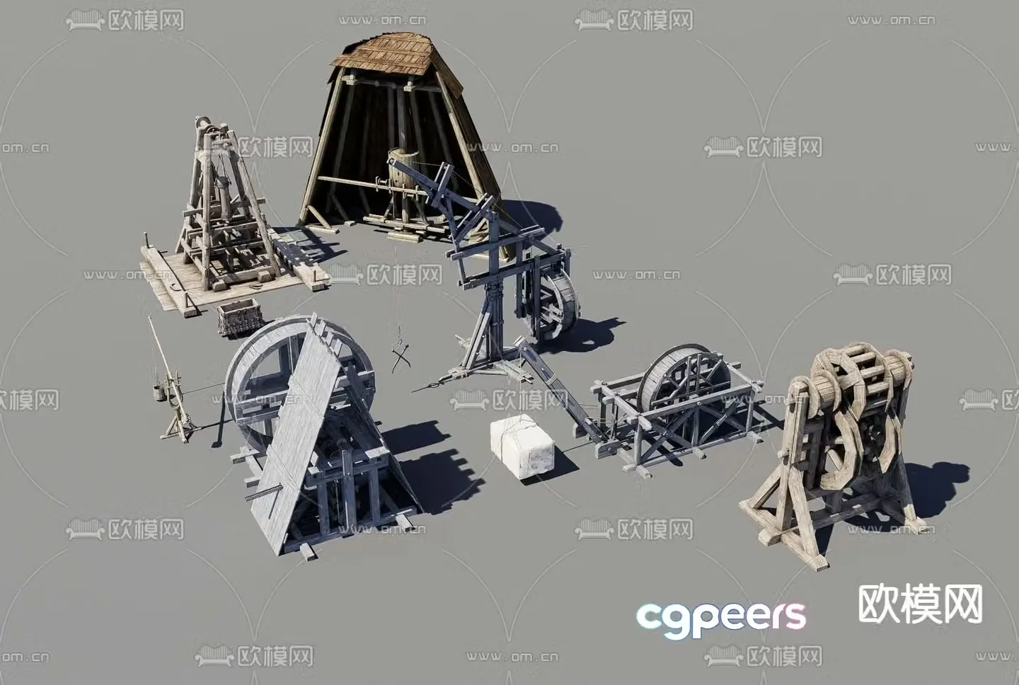 Ancient production tools folk sketch 3D model