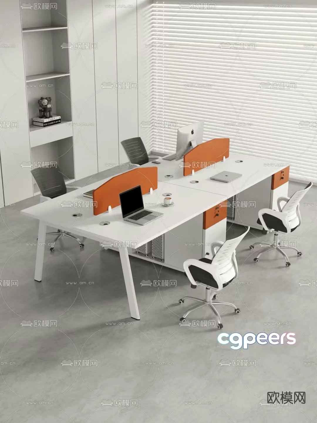 Card space desk work station post 3d model