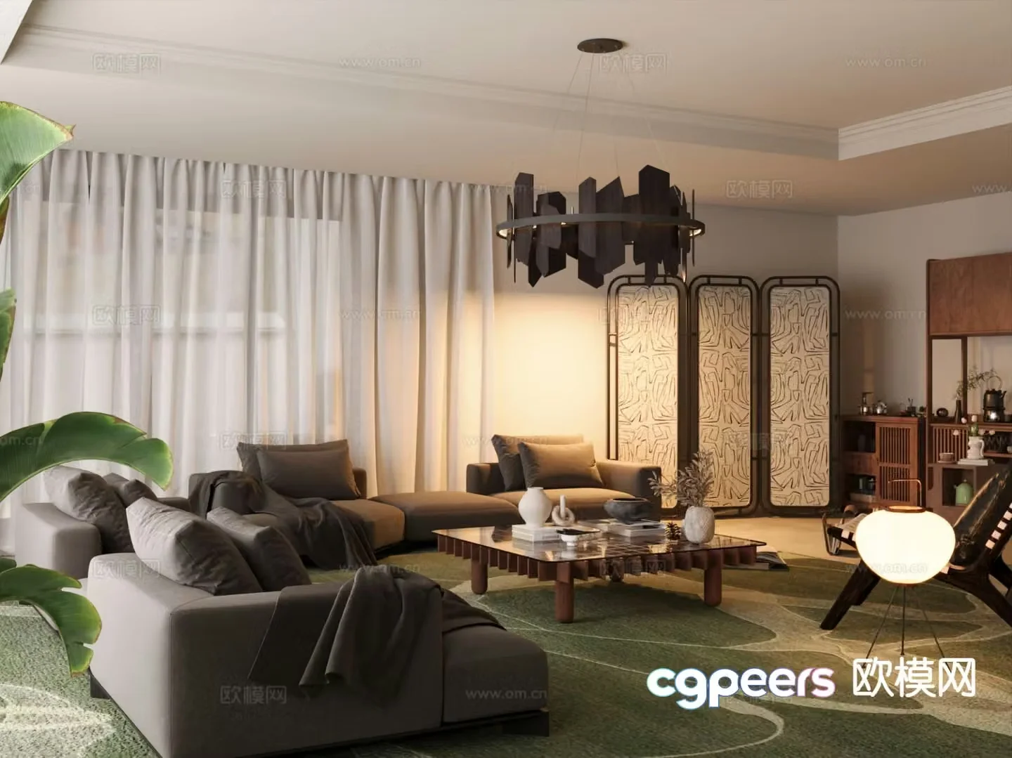 Wabi-sabi living room 3d model