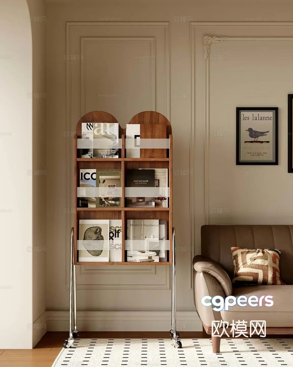 22 French medieval style bookshelf 3D model
