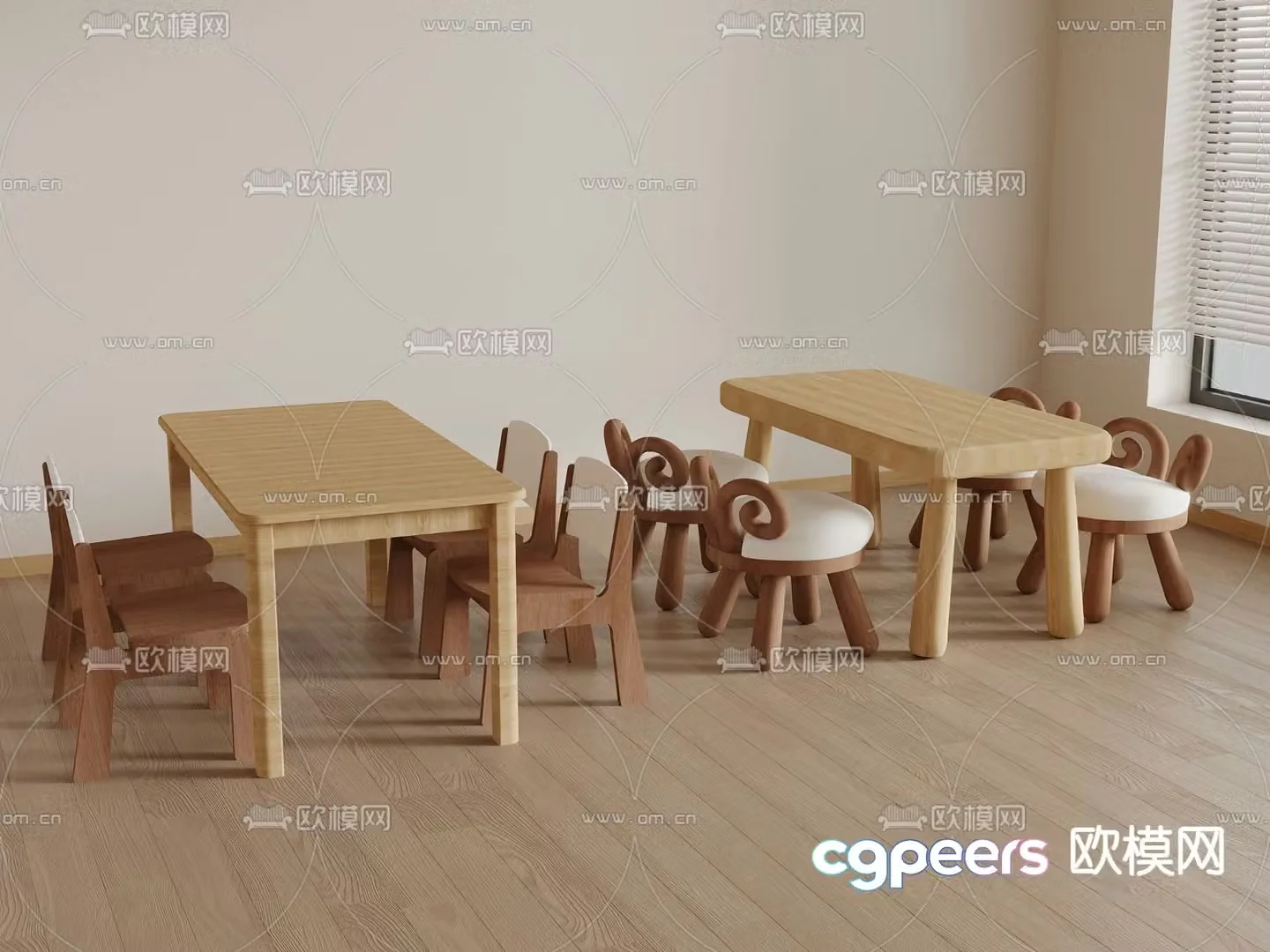 Toddler table and chair 3d model