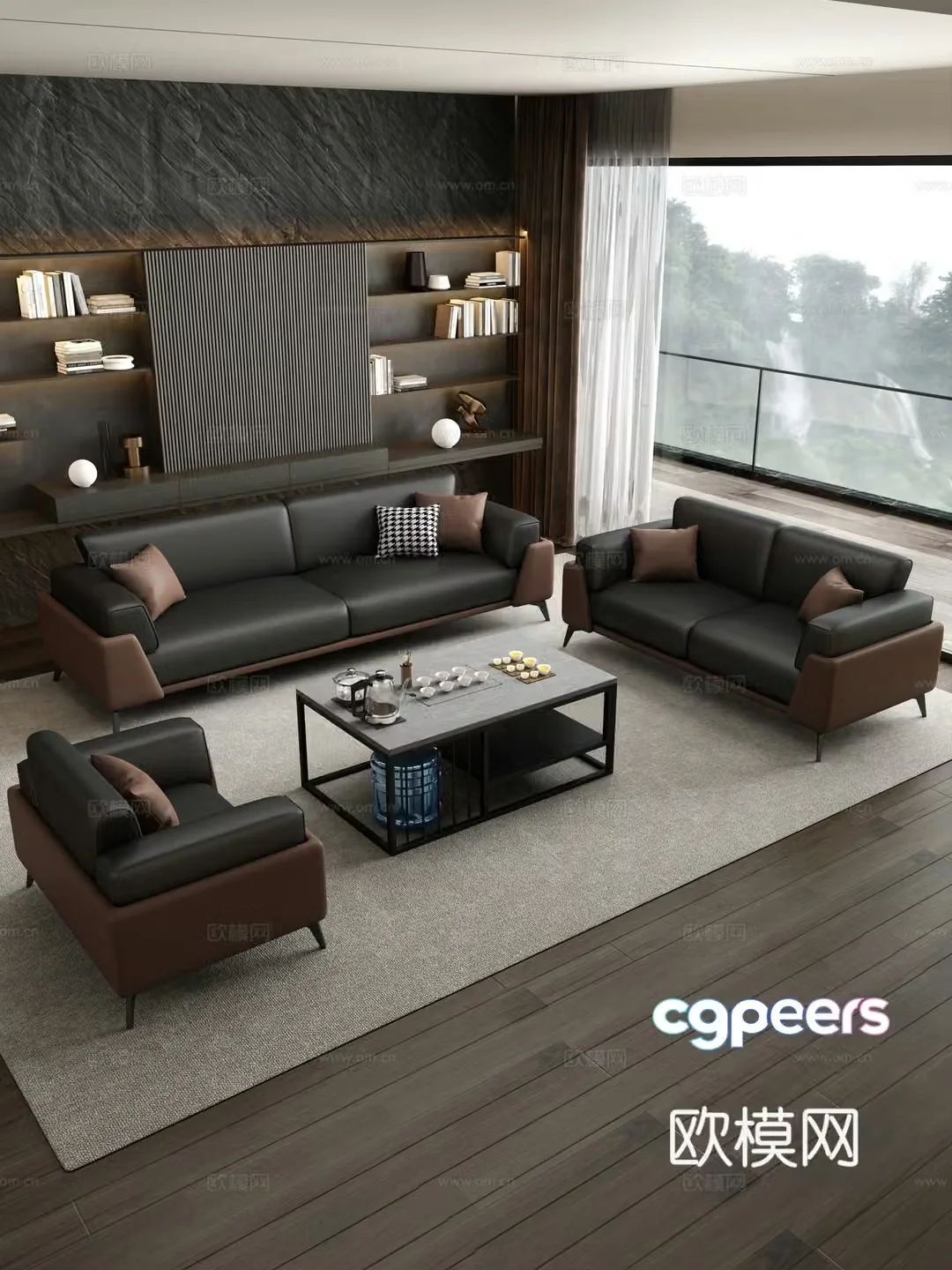 Italian living room Italian office office sofa sofa coffee table combination casual sofa 3d model
