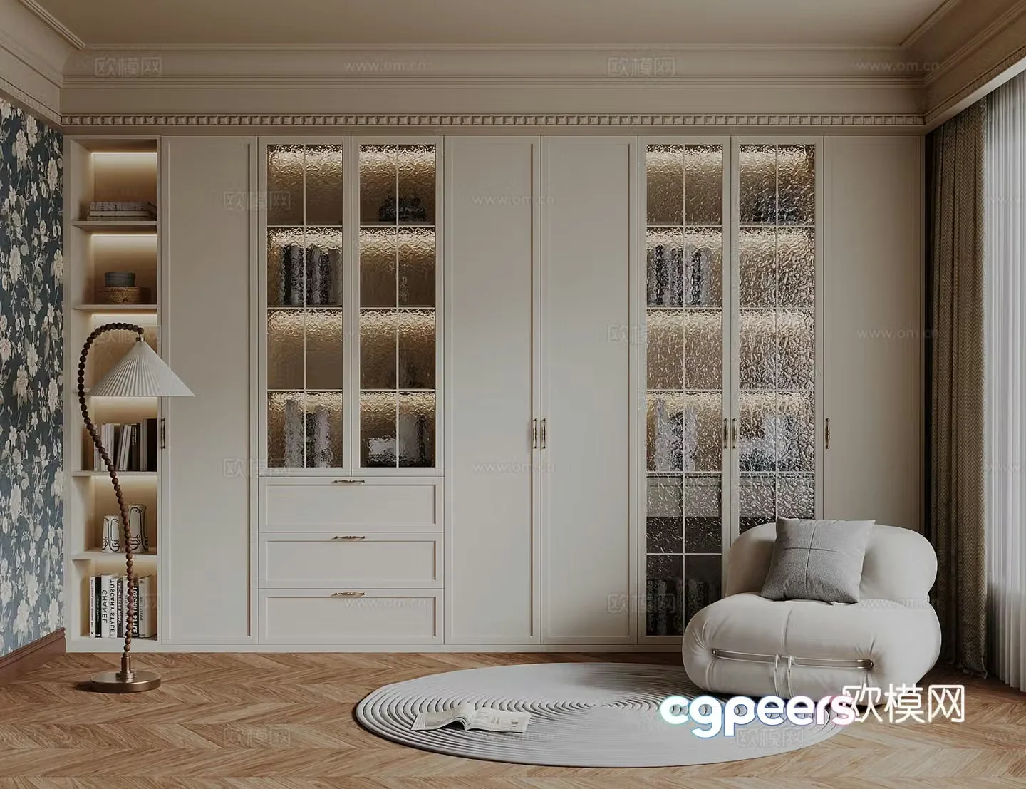 French medieval style bookcase 3D model