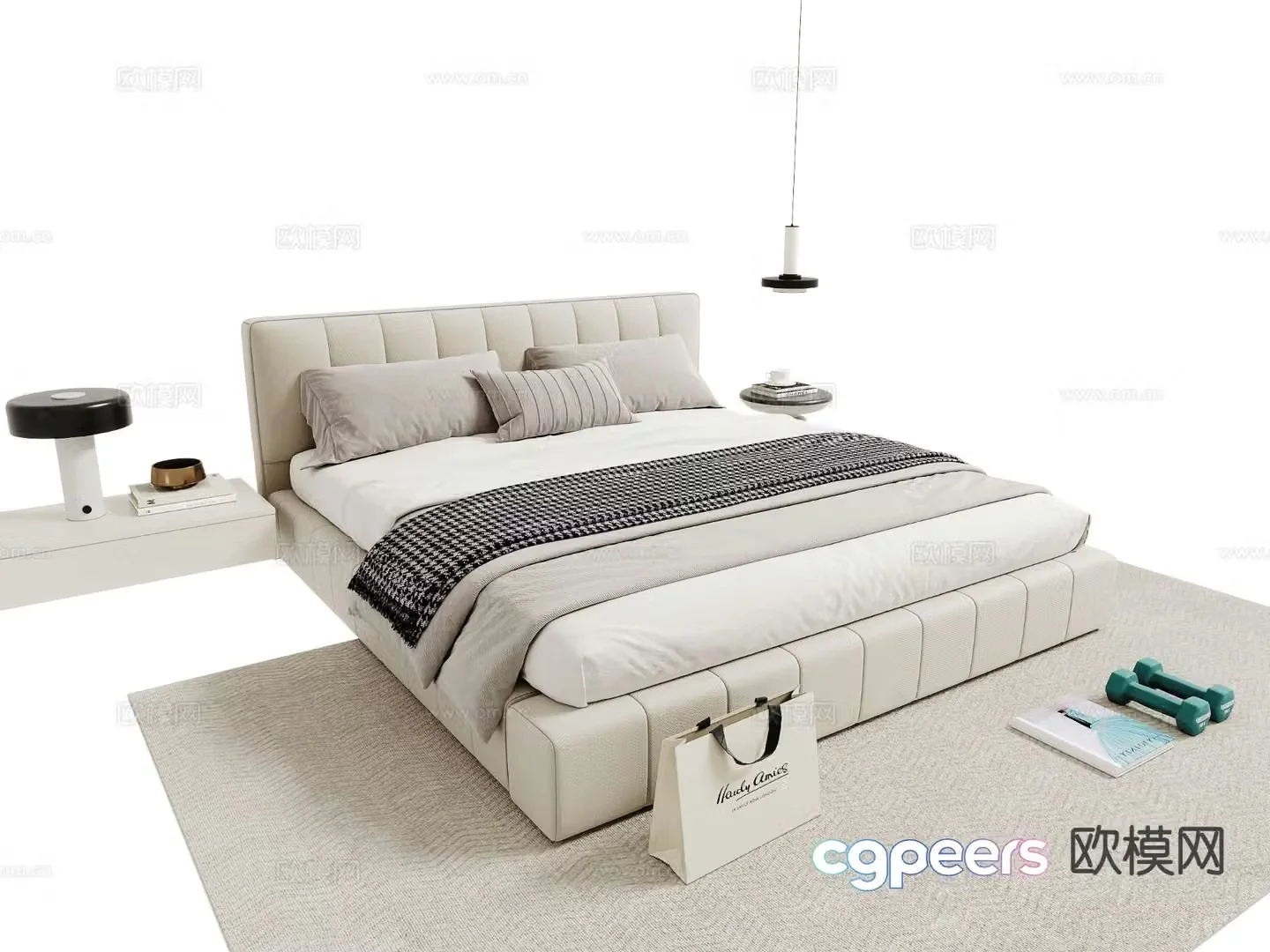 Italian double bed 3d model