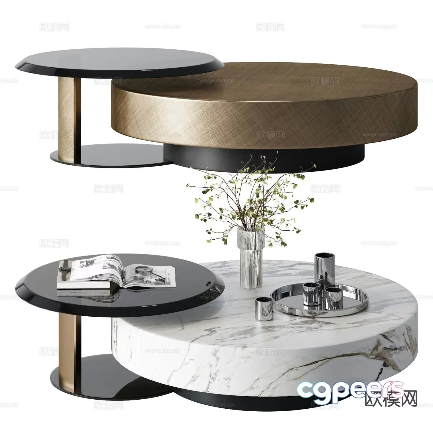 Modern double coffee table 3d model