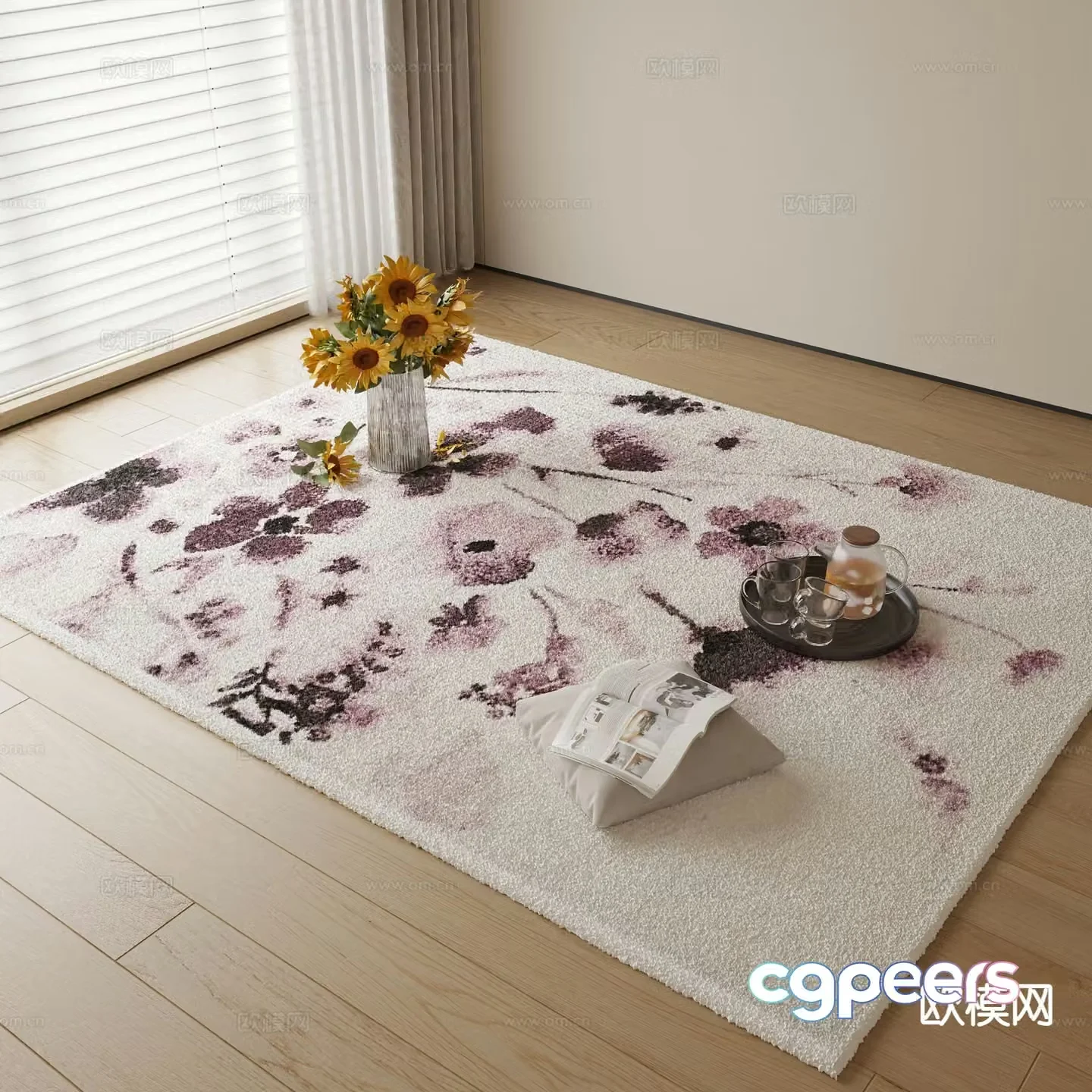 Decorative carpet square carpet 3d model