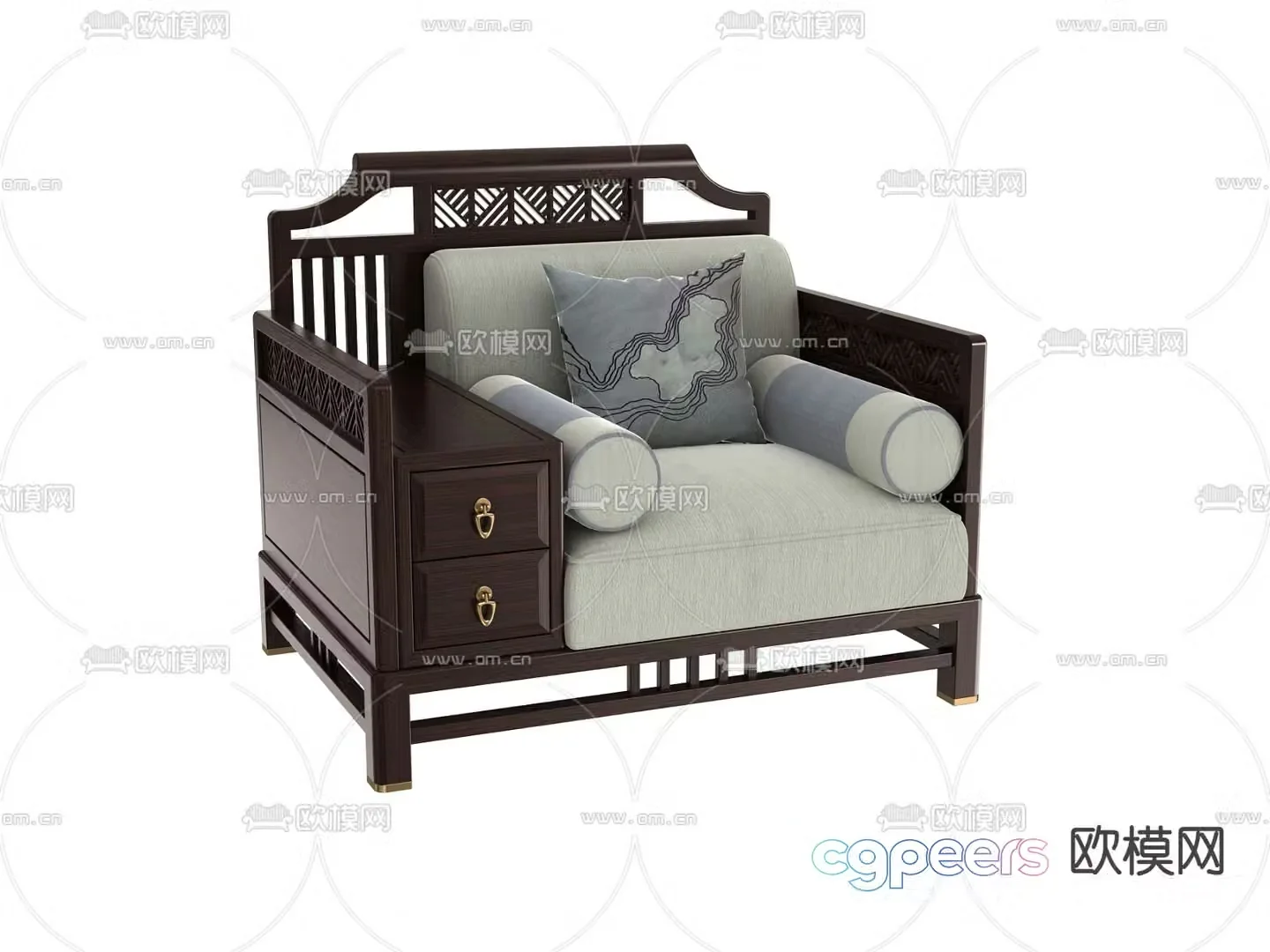 New Chinese style sofa single sofa 3d model