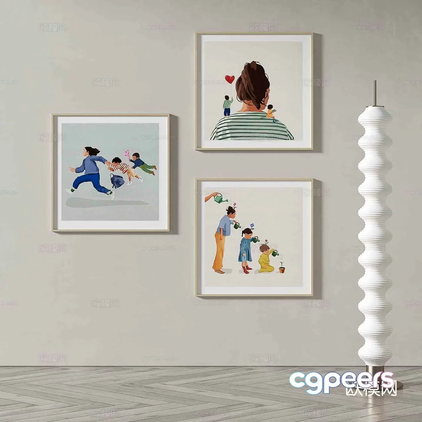 Modern minimalist painting cartoon decorative painting 3d model