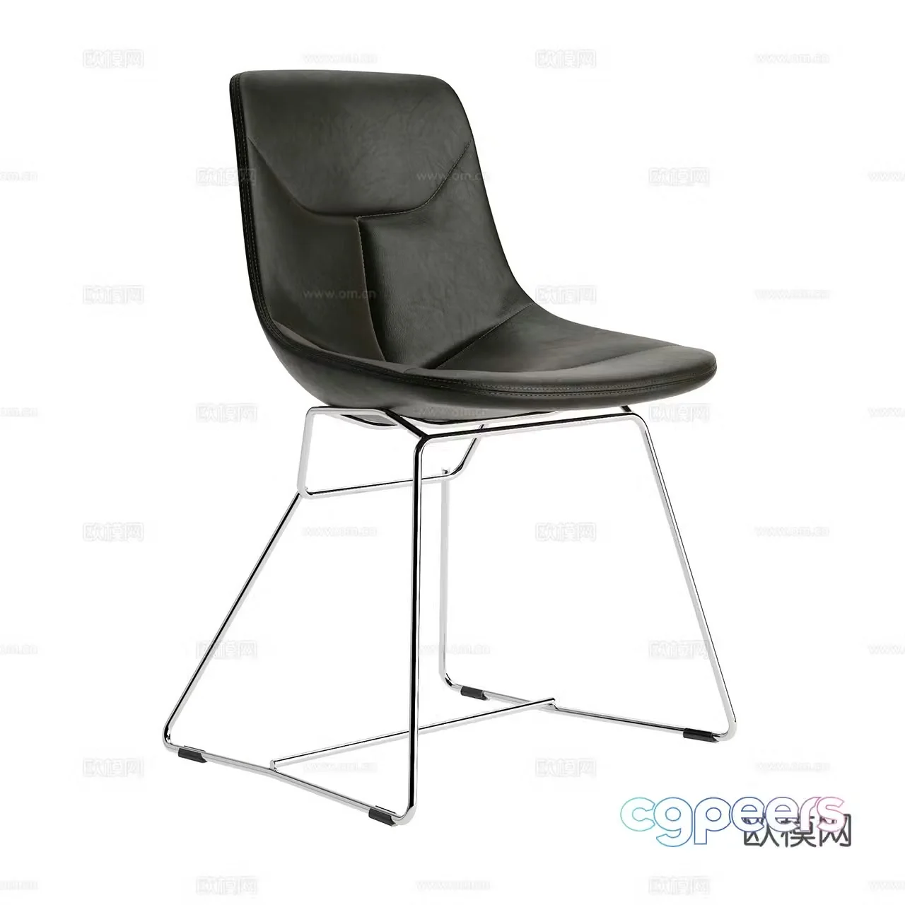 Zanotta modern single chair dining chair leather dining chair leather dining chair stainless steel chair 3d model