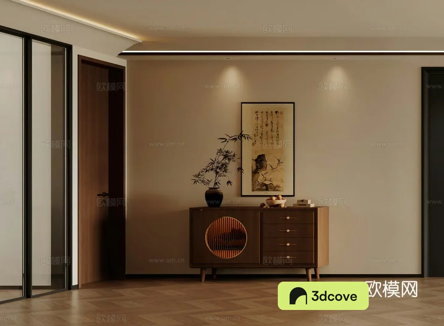 Middle-aged style porch cabinet Middle-aged style decorative cabinet Shoe cabinet New Chinese style porch cabinet Middle-aged style decorative cabinet 3D model