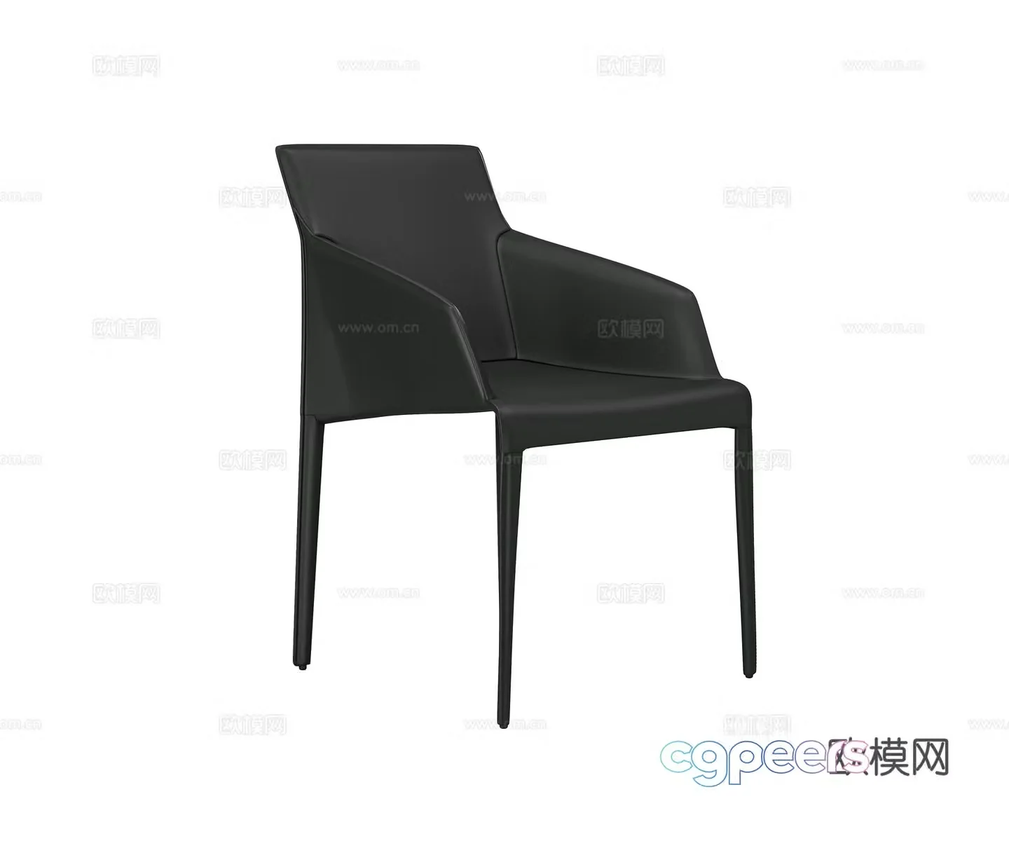 Modern leather chair single chair dining chair 3d model