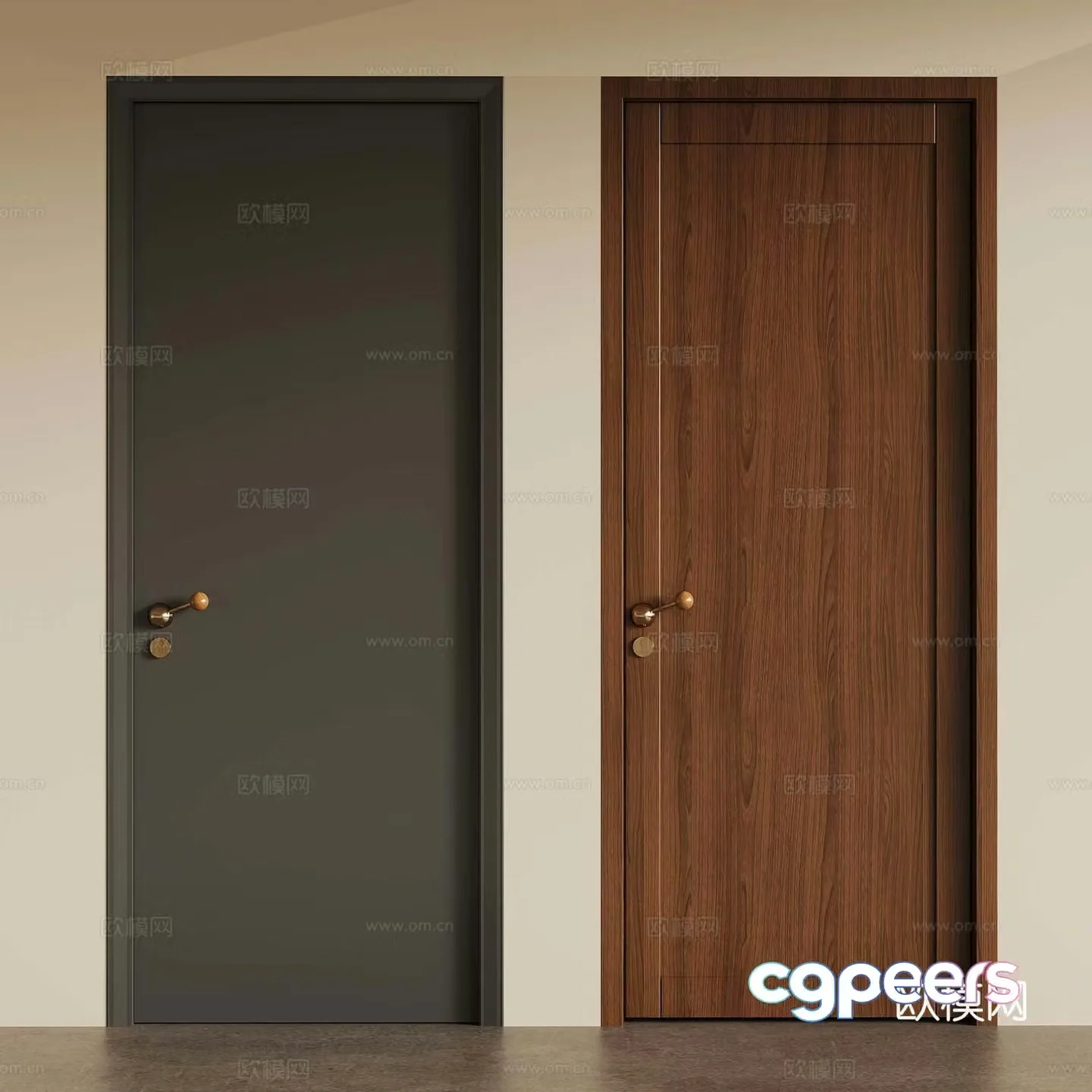 Modern medieval single-open door retro wooden door single-open door 3D model