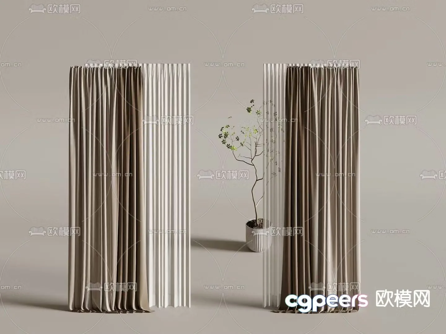 Plain curtains 3d model