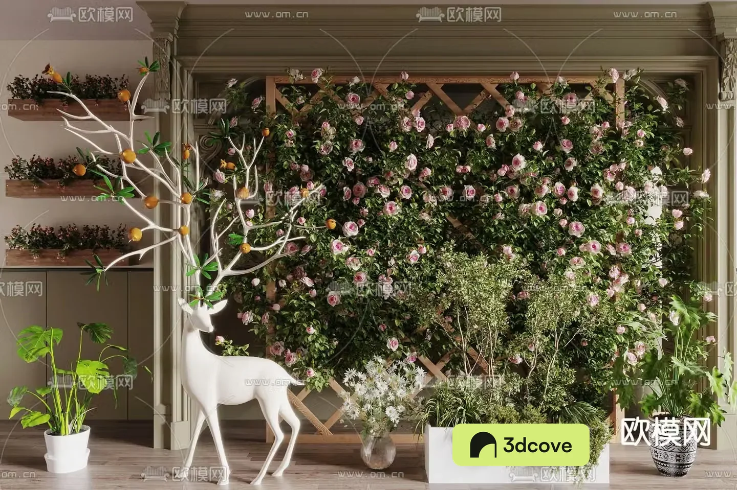 Rose flower stand floral sketch flower wall