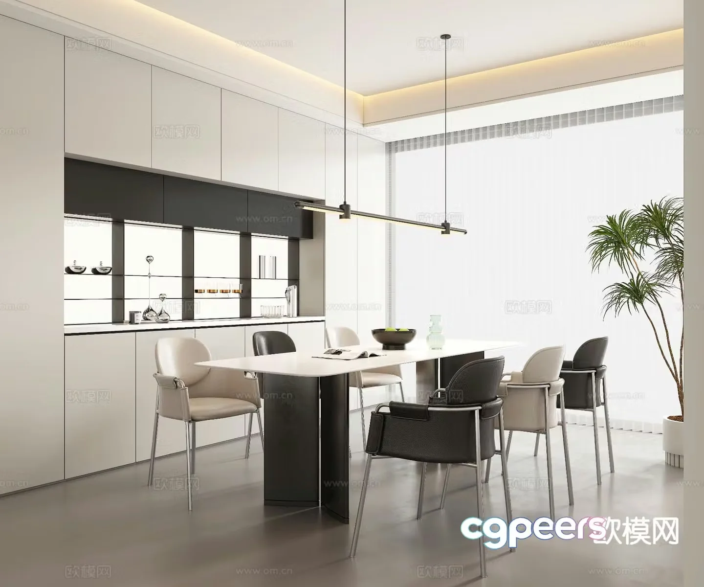 Cream style restaurant 3d model